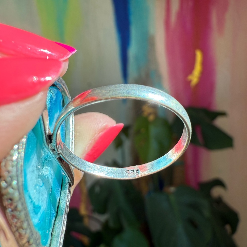 Blue Druzy Window Gemstone Ring Sz11.5 | B98 - Picture 5 of 7